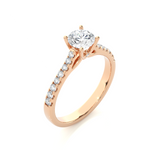 Load image into Gallery viewer, 0.85 CTW Round Lab-Grown Diamond Engagement Ring with Claw, Bezel &amp; Micropave Set E-F / VVS-VS

