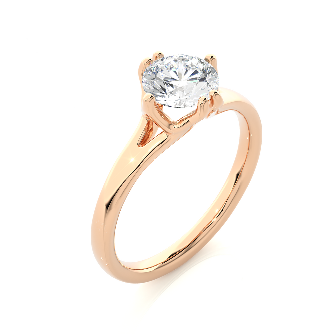 1.08 CT Round Brilliant Lab Grown Diamond Solitaire Engagement Ring | Gold Band