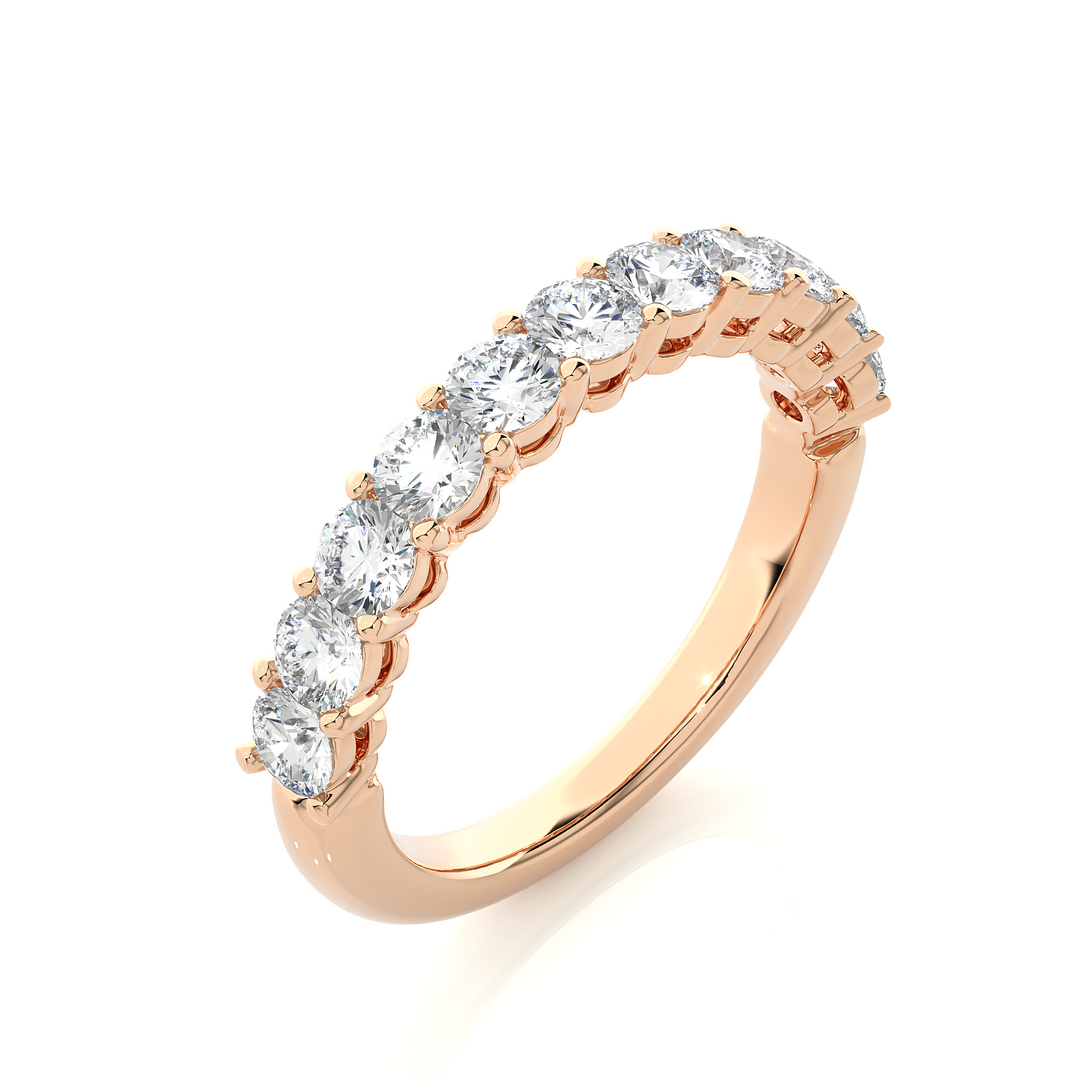 0.60 CT Round Cut Lab Grown Diamond Channel Set Band  11 Stone IGI Certified