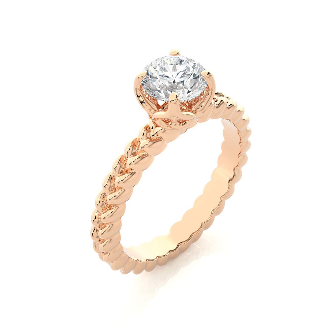 0.98 CT Round Lab Grown Diamond Solitaire Engagement Ring | Gold Band