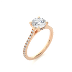 Load image into Gallery viewer, 1.58 CTW Round Lab-Grown Diamond Engagement Ring with Micropave &amp; Prong Set E-F / VVS-VS
