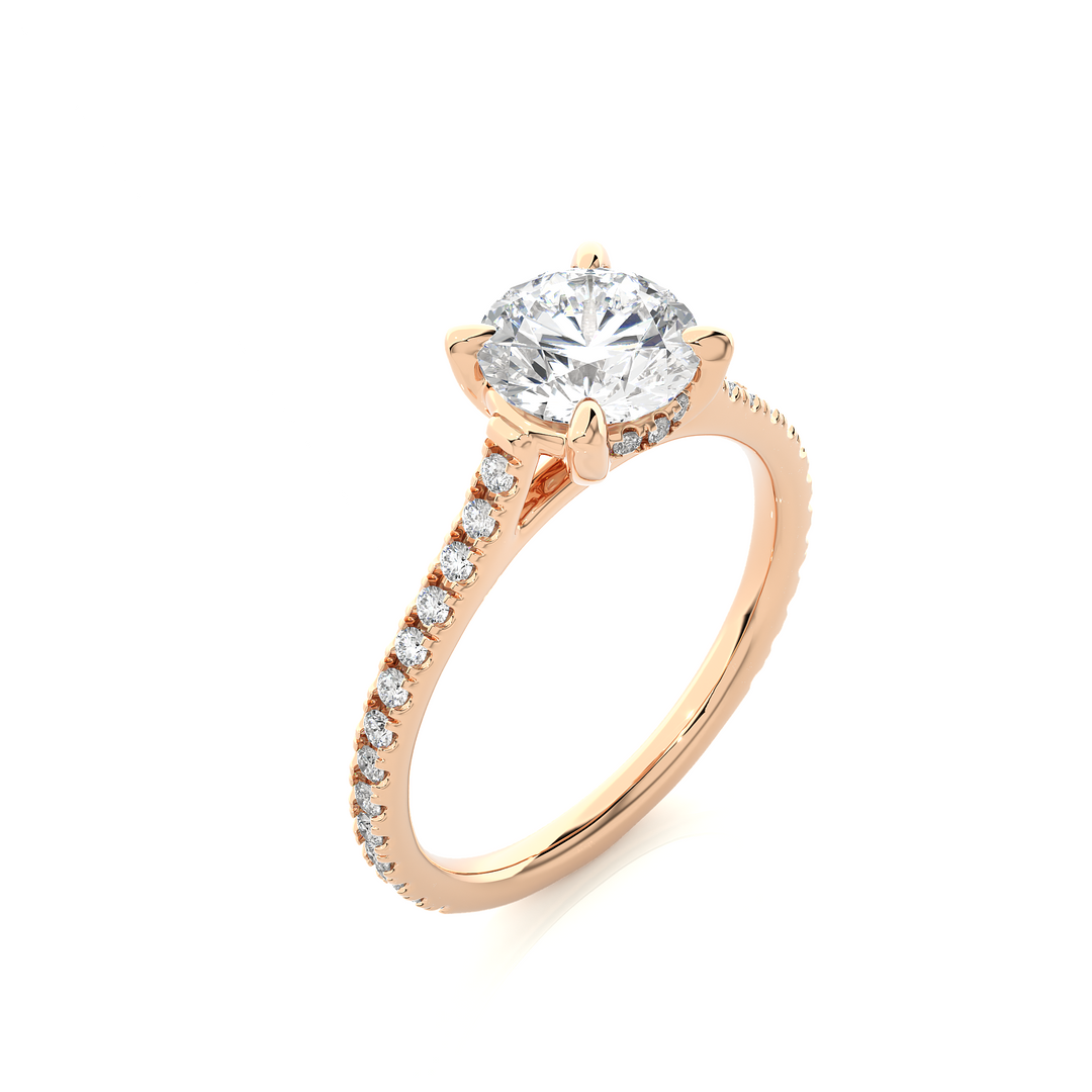 1.58 CTW Round Lab-Grown Diamond Engagement Ring with Micropave & Prong Set E-F / VVS-VS