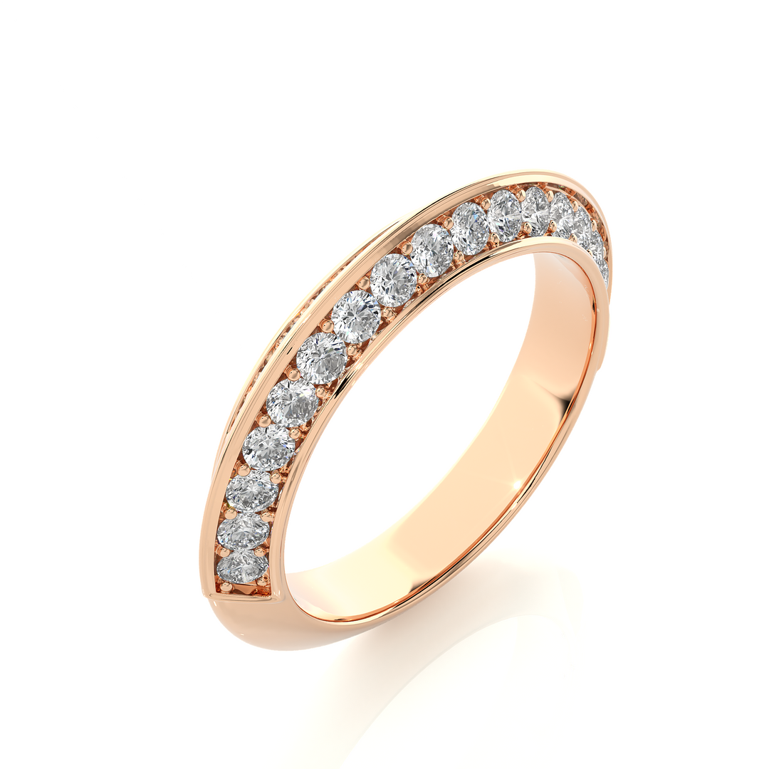 1.02 CT Round Cut Lab Grown Diamond Two Row Band  34 Stone IGI Certified