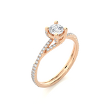 Load image into Gallery viewer, 0.74 CTW Round Lab-Grown Diamond Twisted Engagement Ring E-F / VVS-VS
