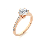 Load image into Gallery viewer, 1.47 CTW Round Lab-Grown Diamond Engagement Ring with Six-Prong Center &amp; Micropave Sides E-F / VVS-VS
