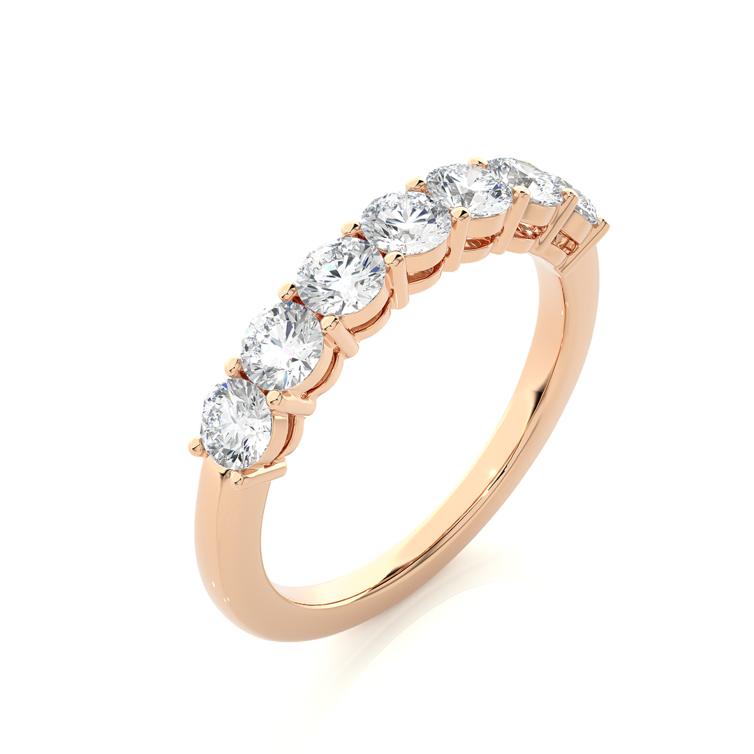 1.13 CT Round Cut Lab Grown Diamond Prong Set Band  7 Stone IGI Certified