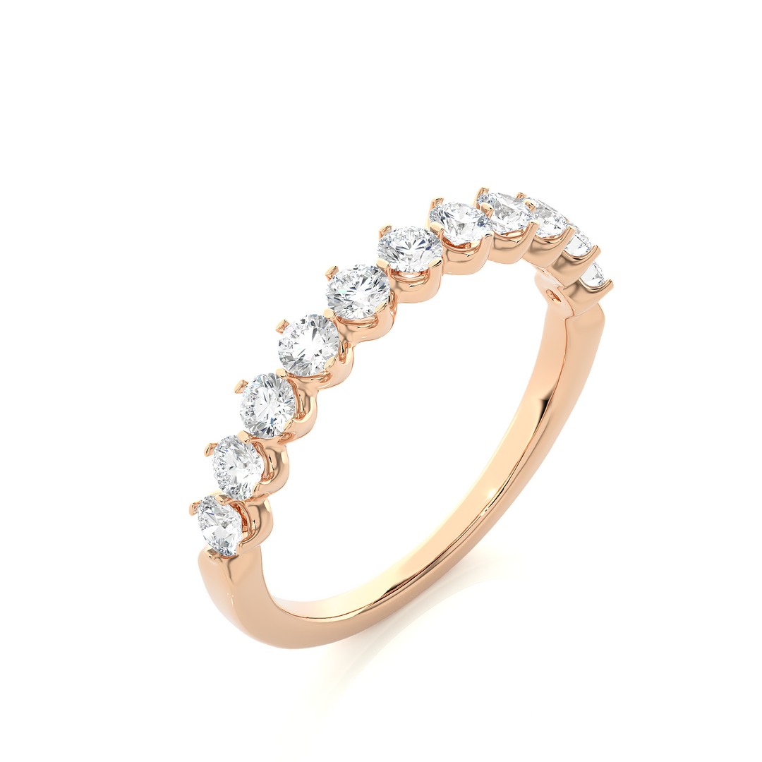 0.57 CT Round Cut Lab Grown Diamond Prong Set Band  11 Stone IGI Certified