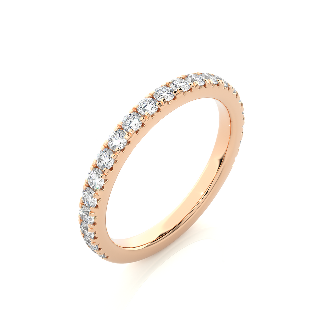 0.73 CT Round Cut Lab Grown Diamond Micro Pave Band  21 Stone IGI Certified