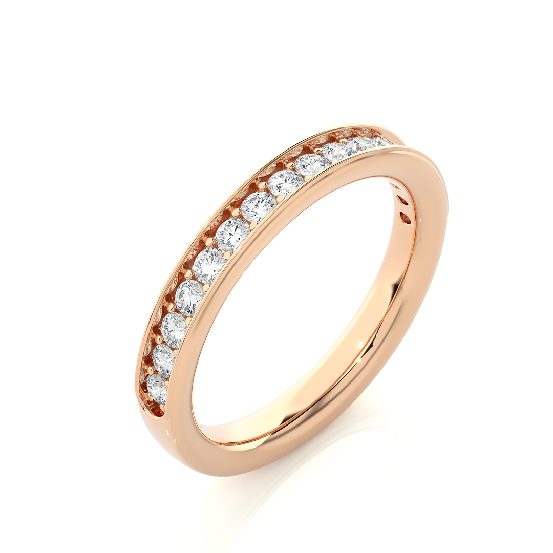 0.41 CT Round Cut Lab Grown Diamond Prong Set Wide Band  16 Stone IGI Certified