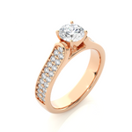 Load image into Gallery viewer, 1.29 CTW Round Lab-Grown Diamond Engagement Ring with Two-Row Pave Set E-F / VVS-VS
