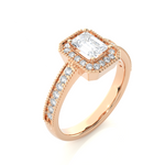 Load image into Gallery viewer, 1.07 CT Emerald Halo Lab Grown Diamond Ring with Milgrain &amp; Side Stones
