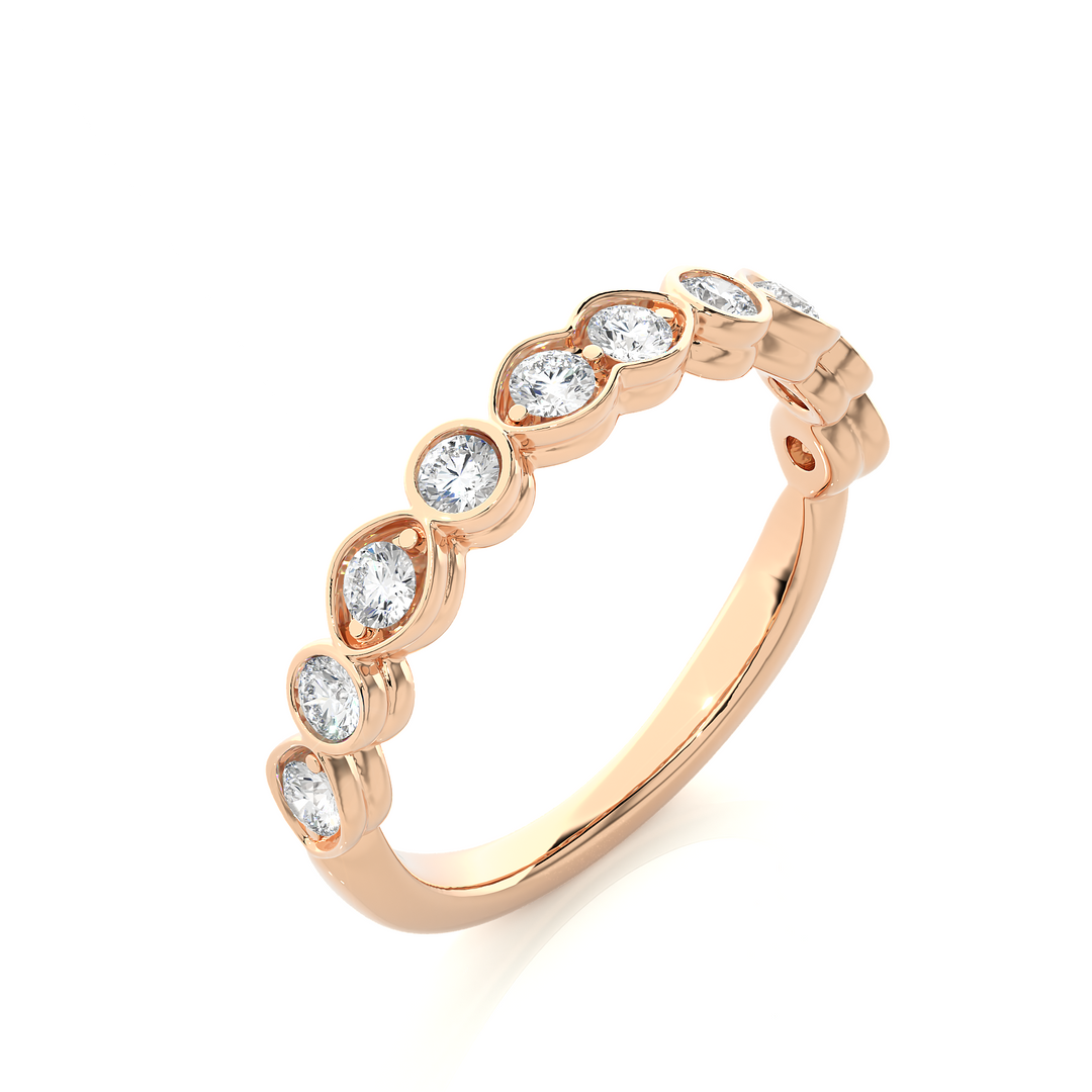 0.69 CT Round Cut Lab Grown Diamond Bezel & Prong Set Band  10 Stone IGI Certified