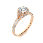 Load image into Gallery viewer, 1.07 CT Split Shank Halo Lab Grown Round Diamond Ring with 115 Stones
