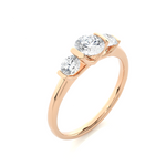 Load image into Gallery viewer, 0.88 CT Round Lab Grown Diamond Bar Setting Ring | 3 Stone Gold Band
