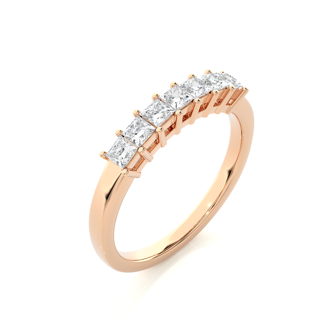 0.50 CT Princess Cut Lab Grown Diamond Prong Set Band  7 Stone IGI Certified
