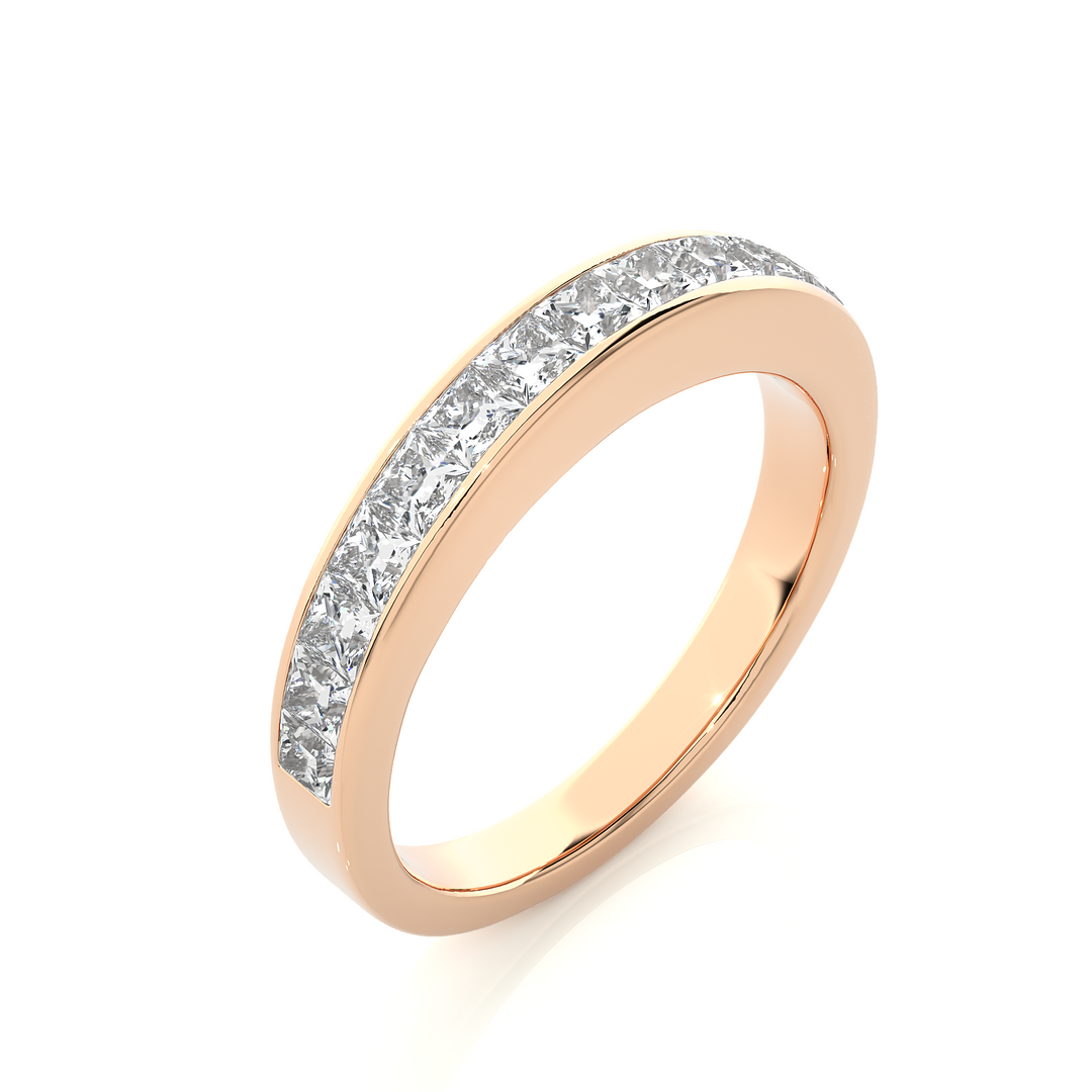 0.98 CT Princess Cut Lab Grown Diamond Eternity Band  15 Stone IGI Certified