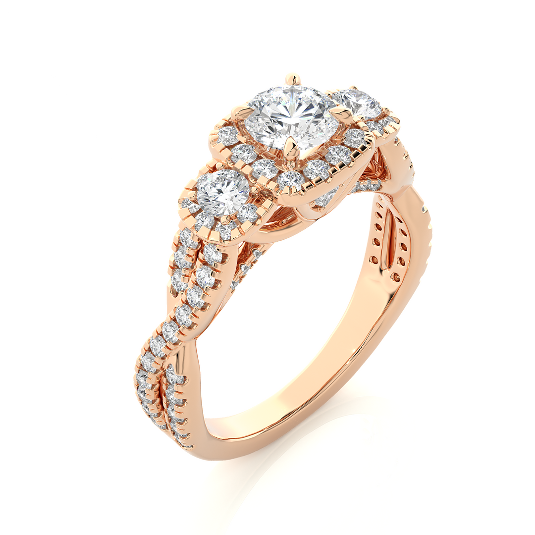 1.35 Carat Three Stone Lab-Grown Diamond Ring | Round with Hidden Princess Accent