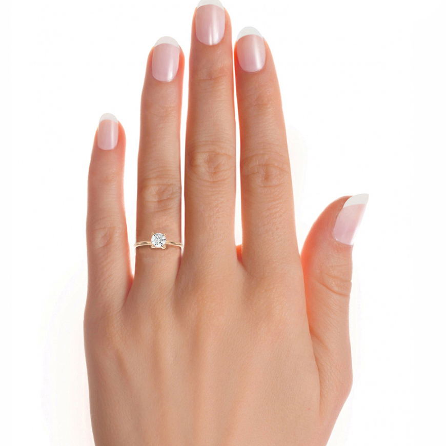 0.53 CT Round Lab Grown Diamond Solitaire Engagement Ring | 1 Stone Gold Band