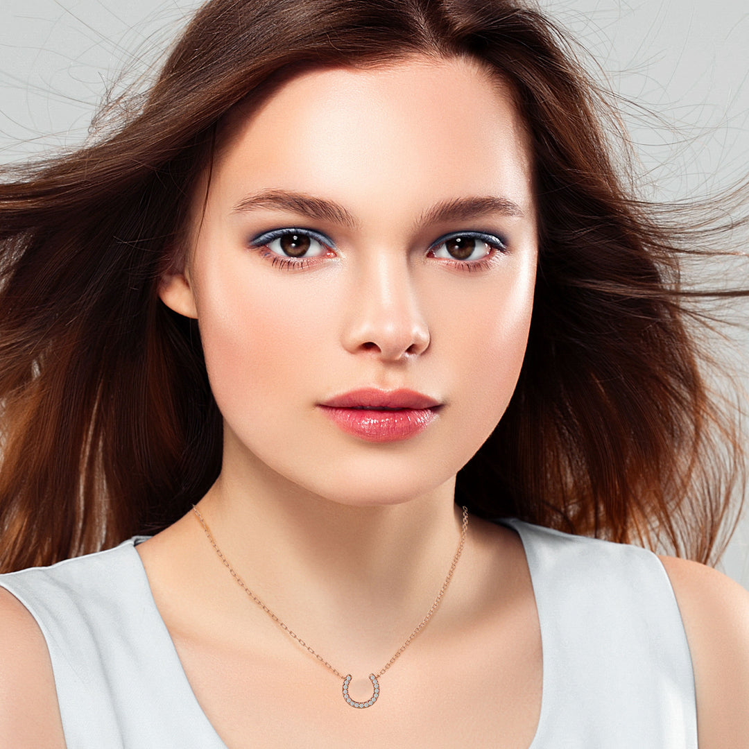 0.26 CT Lab-Grown Diamond U & C Pendant Necklace | Solid Gold | 17 Round Diamonds