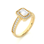 Load image into Gallery viewer, 1.07 CT Emerald Halo Lab Grown Diamond Ring with Milgrain &amp; Side Stones
