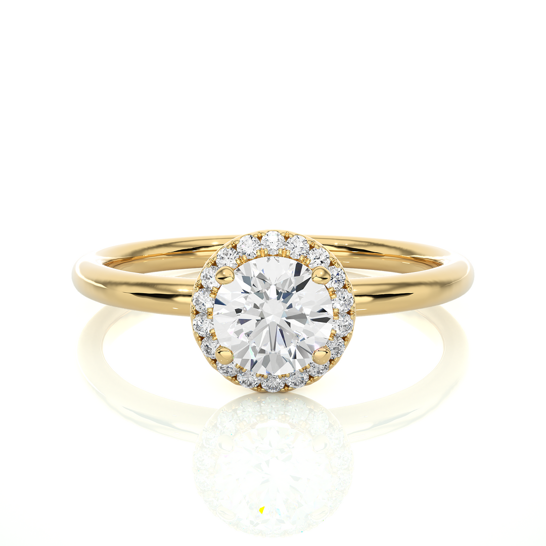 0.50 CT Round Diamond Halo Lab Grown Ring with 19 Stones