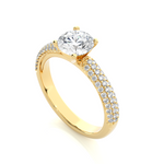 Load image into Gallery viewer, 1.53 CTW Round Lab-Grown Diamond Engagement Ring with Three-Row Micropave Set E-F / VVS-VS
