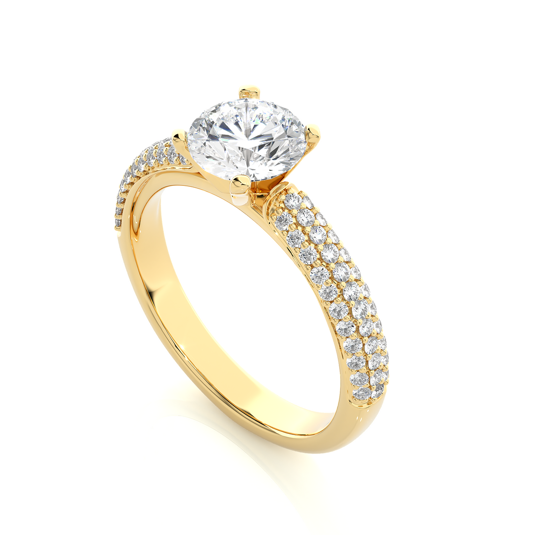 1.53 CTW Round Lab-Grown Diamond Engagement Ring with Three-Row Micropave Set E-F / VVS-VS