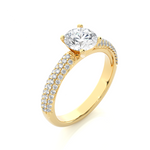 Load image into Gallery viewer, 1.53 CTW Round Lab-Grown Diamond Engagement Ring with Three-Row Micropave Set E-F / VVS-VS
