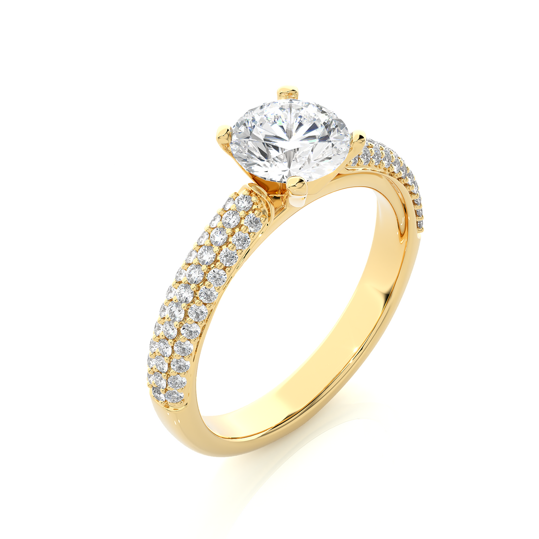 1.53 CTW Round Lab-Grown Diamond Engagement Ring with Three-Row Micropave Set E-F / VVS-VS
