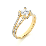 Load image into Gallery viewer, 1.08 CTW Round Lab-Grown Diamond Engagement Ring with Split Shank &amp; Hidden Halo E-F / VVS-VS
