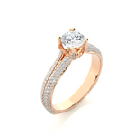 Load image into Gallery viewer, 1.13 CTW Round Lab-Grown Diamond Engagement Ring with Four-Row Pave Set E-F / VVS-VS
