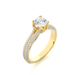 Load image into Gallery viewer, 1.13 CTW Round Lab-Grown Diamond Engagement Ring with Four-Row Pave Set E-F / VVS-VS

