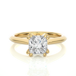 Load image into Gallery viewer, 1.38 CT Princess or Round Lab Grown Diamond Engagement Ring | 4 Stone Gold Band
