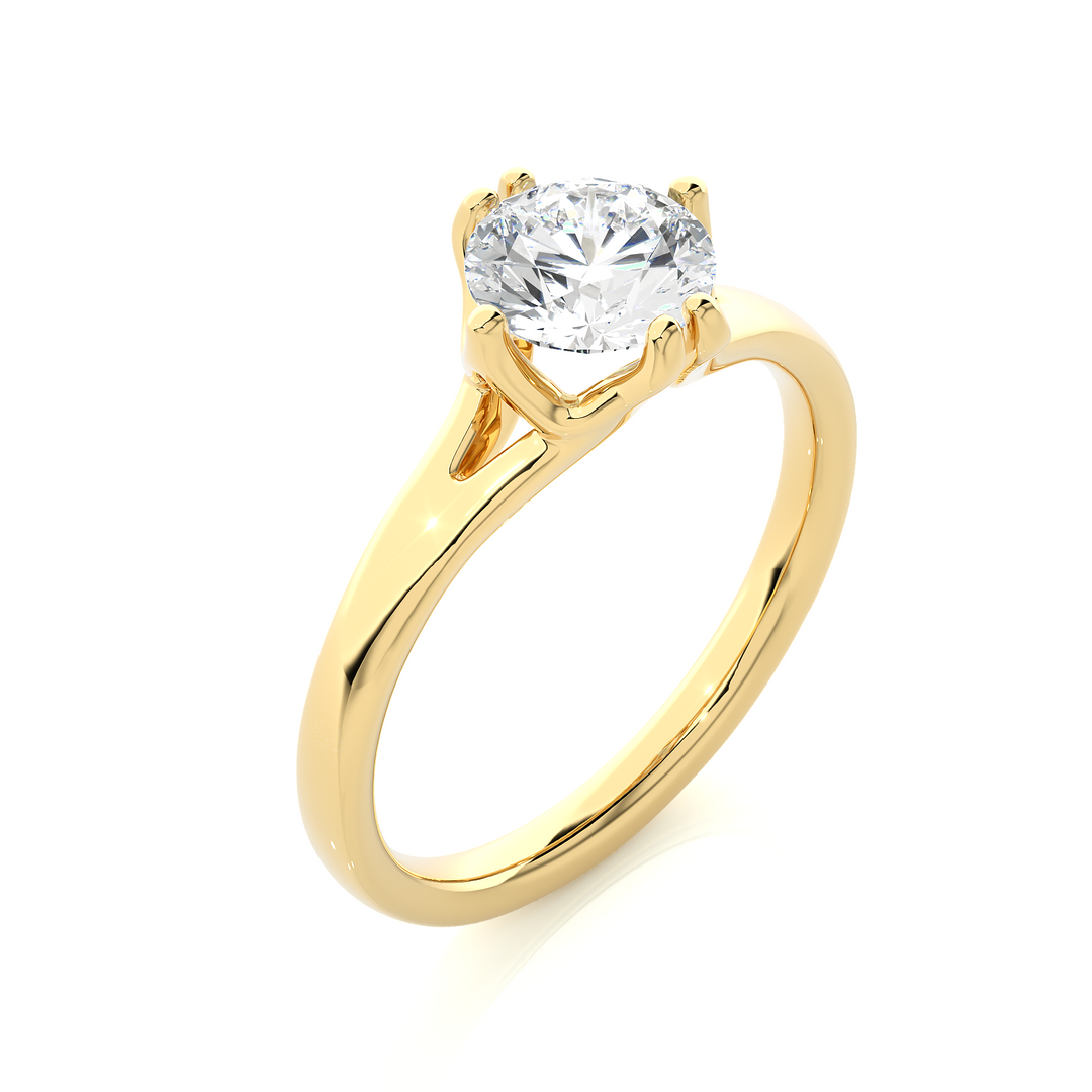 1.08 CT Round Brilliant Lab Grown Diamond Solitaire Engagement Ring | Gold Band