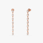 Load image into Gallery viewer, Marquise-Style Round Lab-Grown Diamond Long Dangle Earrings 0.86 CTW – 28 Stones | 10K, 14K, 18K Gold | IGI Certified
