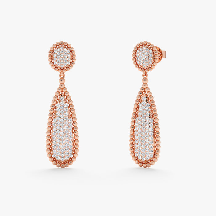 Teardrop Pavé Lab-Grown Diamond Earrings 0.93 CTW – 166 Round Stones | 10K, 14K, 18K Gold | IGI Certified