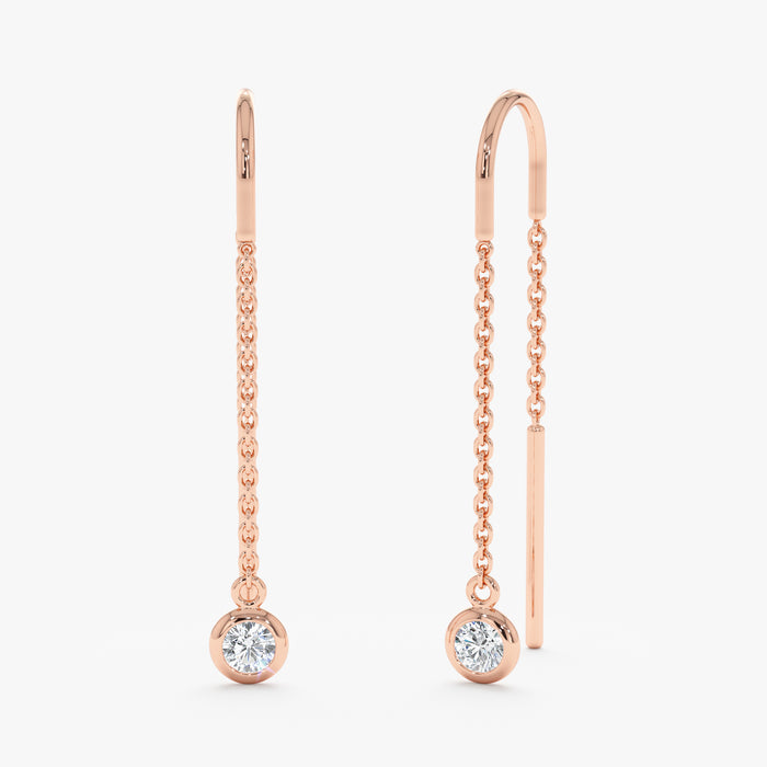 Bezel-Set Round Lab-Grown Diamond Dangle Drop Earrings 0.22 CTW – 2 Stones | 10K, 14K, 18K Gold | IGI Certified