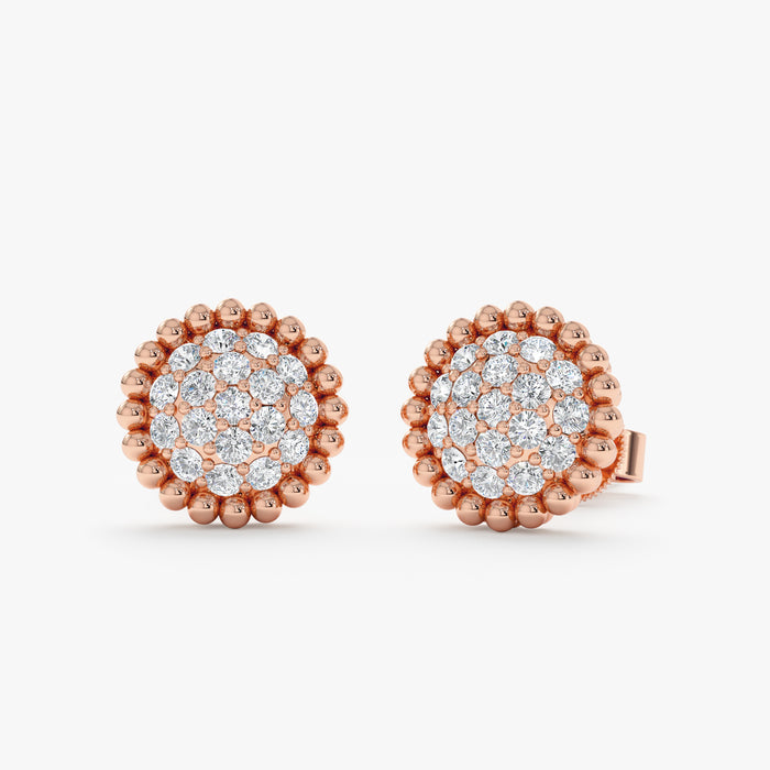 Full-Circle Pavé Lab-Grown Diamond Earrings 0.53 CTW – 36 Stones | Milgrain Detailing | 10K, 14K, 18K Gold | IGI Certified