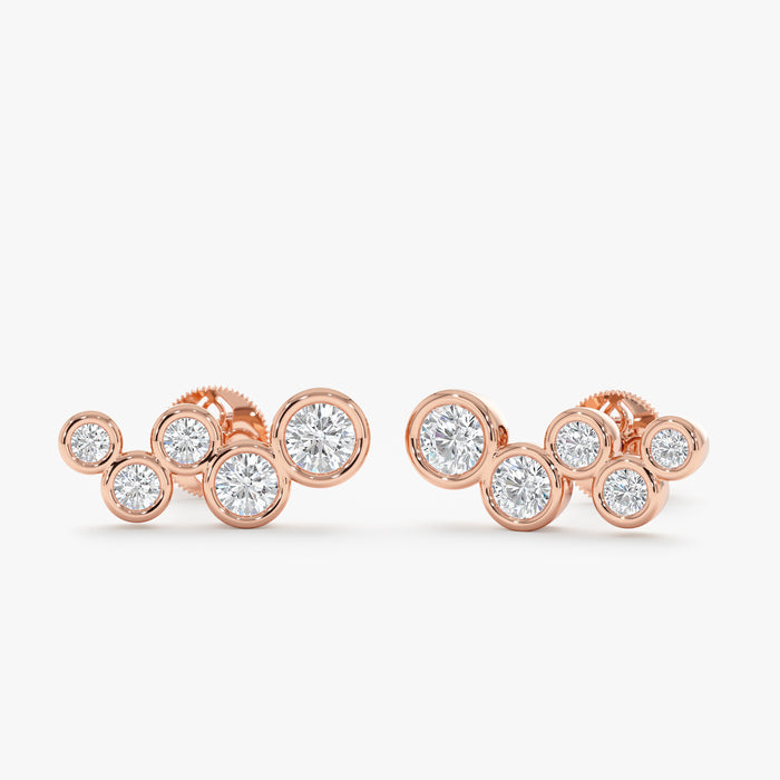Bubble-Style Bezel-Set Lab-Grown Diamond Earrings 0.53 CTW – 10 Round Stones | 10K, 14K, 18K Gold | IGI Certified