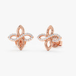 Load image into Gallery viewer, Twisted Leaf Lab-Grown Diamond Earrings 0.08 CTW – 40 Round Stones | 10K, 14K, 18K Gold | IGI Certified