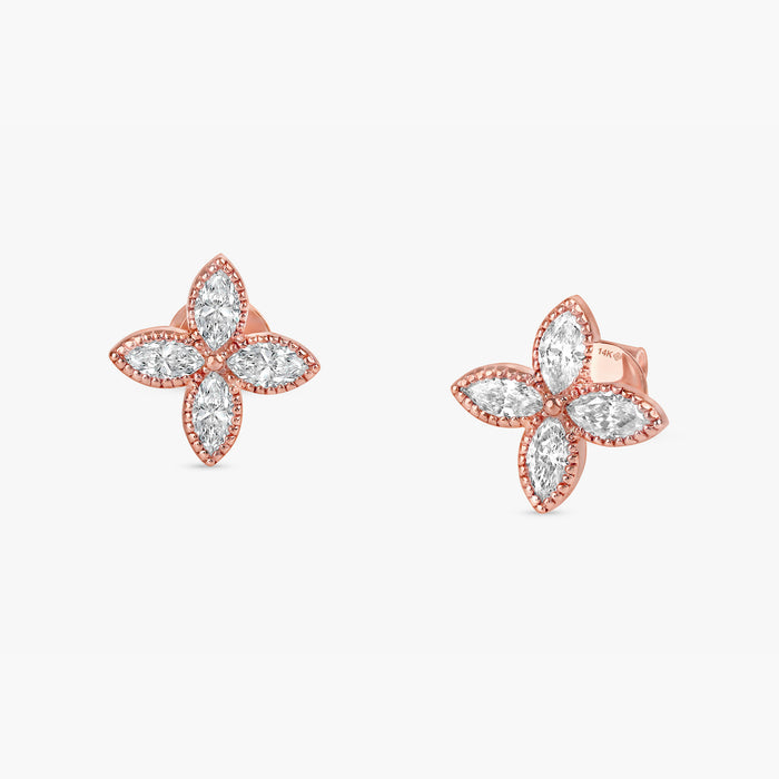 Milgrain Marquise Lab-Grown Diamond Earrings 0.49 CTW – 8 Stones | 10K, 14K, 18K Gold | IGI Certified