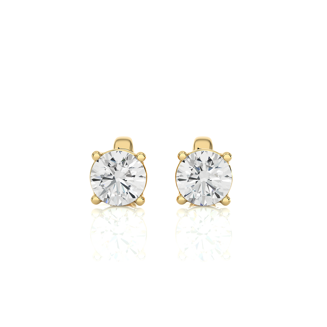 Round Lab Grown Diamond Stud Earrings – 1.00 CTW, Push Back, 10K 14K 18K White Yellow Rose Gold, IGI Certified