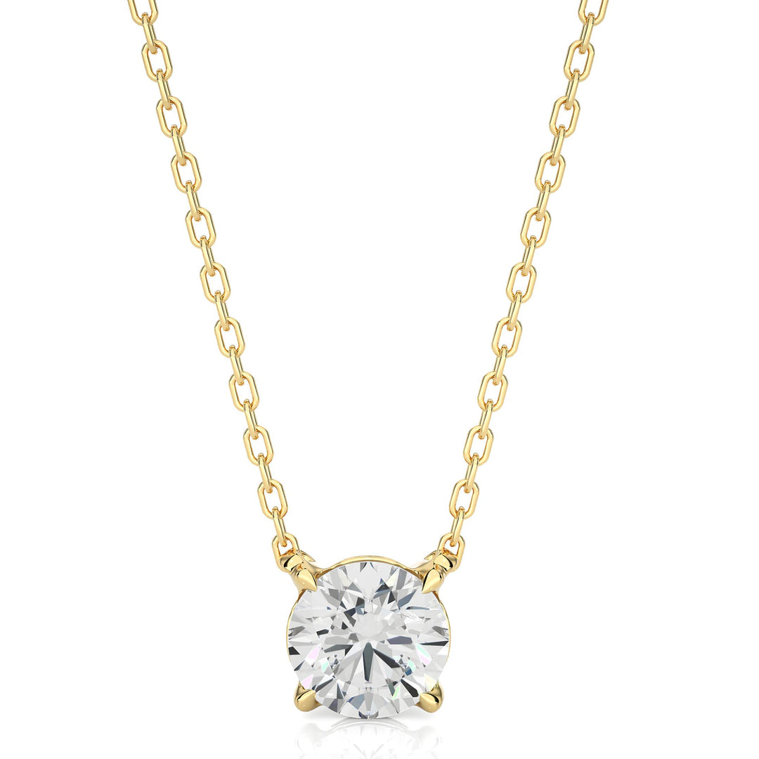 1.03 CT Lab-Grown Diamond Solitaire Pendant Necklace | Round Cut | 4-Prong | Solid Gold