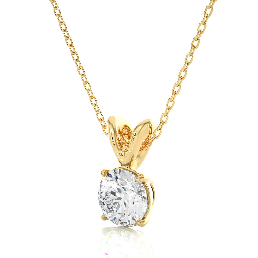 0.59 CT Lab-Grown Diamond Solitaire Pendant Necklace | Round Cut | 4-Prong | Solid Gold