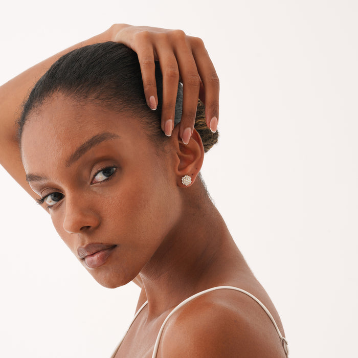 Flower Cluster Lab-Grown Diamond Earrings 0.67 CTW – 50 Round Stones | 10K, 14K, 18K Gold | IGI Certified