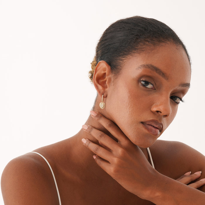 Heart-Shaped Dangle Huggie Hoop Earrings 0.88 CTW – 84 Round Lab-Grown Diamonds | 10K, 14K, 18K Gold | IGI Certified