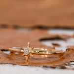 Load image into Gallery viewer, 18K Yellow Gold Star Solitaire Diamond Ring
