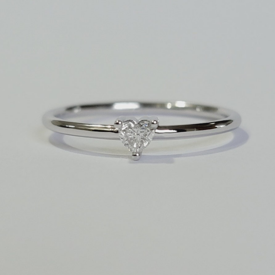 14K White Gold Heart Cut Diamond Solitaire Engagement Ring