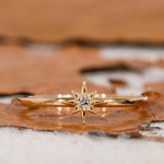 Load image into Gallery viewer, 18K Yellow Gold Star Solitaire Diamond Ring
