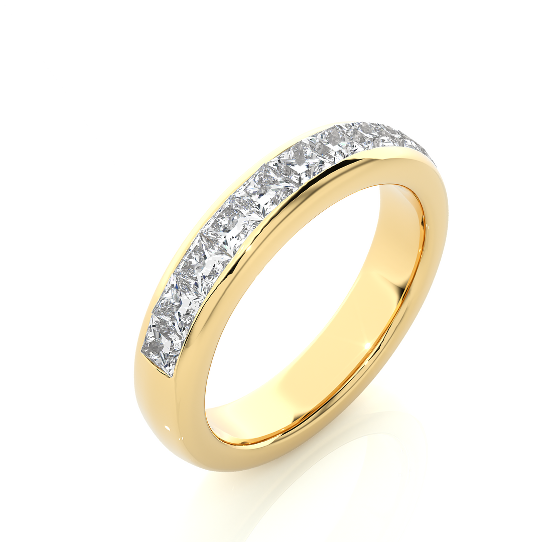 1.07 CT Princess Cut Lab Grown Diamond Channel Set Band  11 Stone IGI Certified